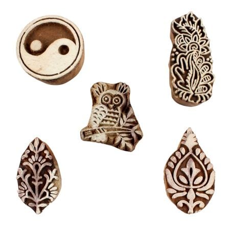 Set of 5 Piece New Mix Wooden Printing Blocks